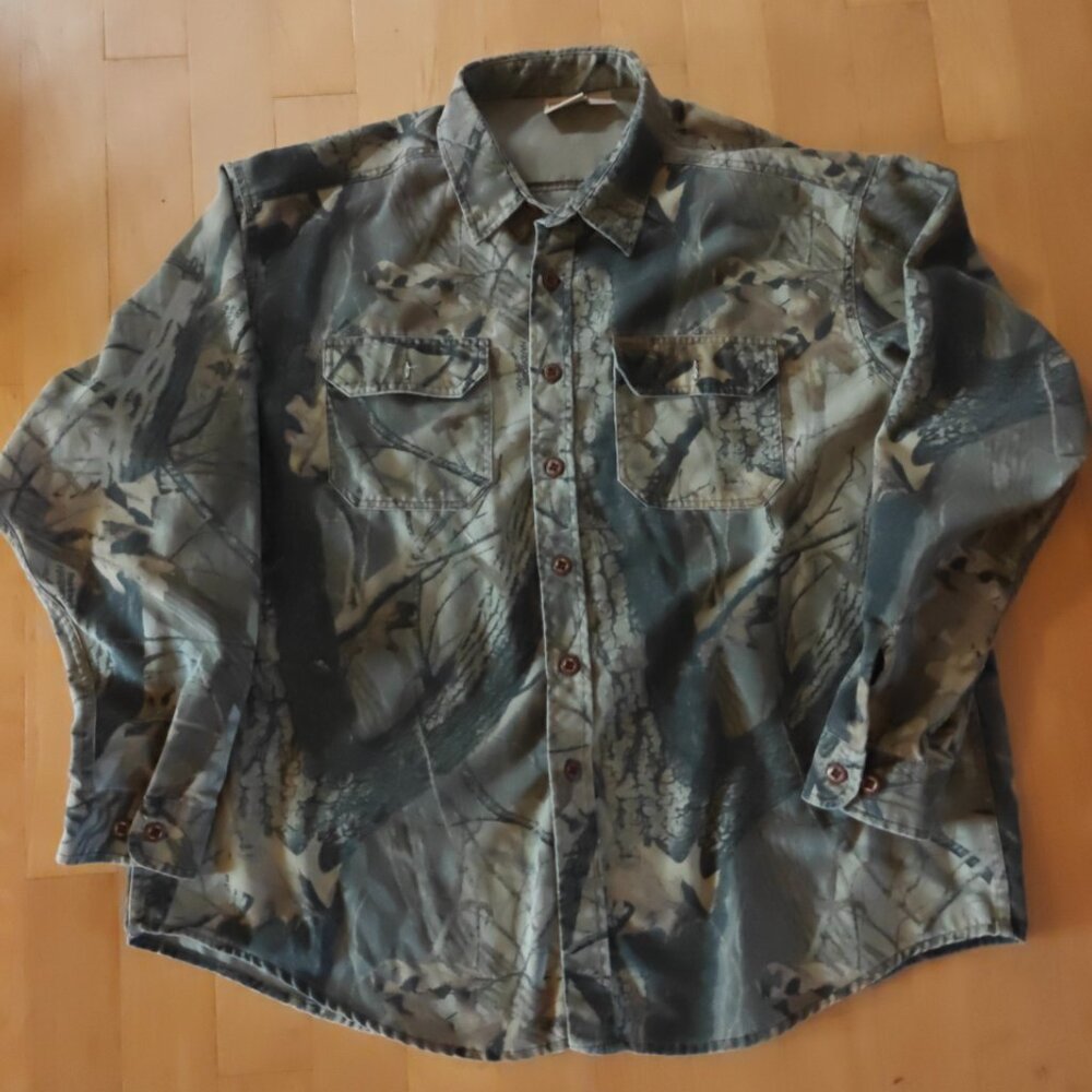 Woolrich Camouflage Button Up Shirt Long Sleeve Hunting Outdoor XL